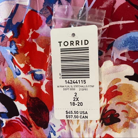 Torrid NWT Pink Floral Fit & Flare Tank 2x - Picture 7 of 7